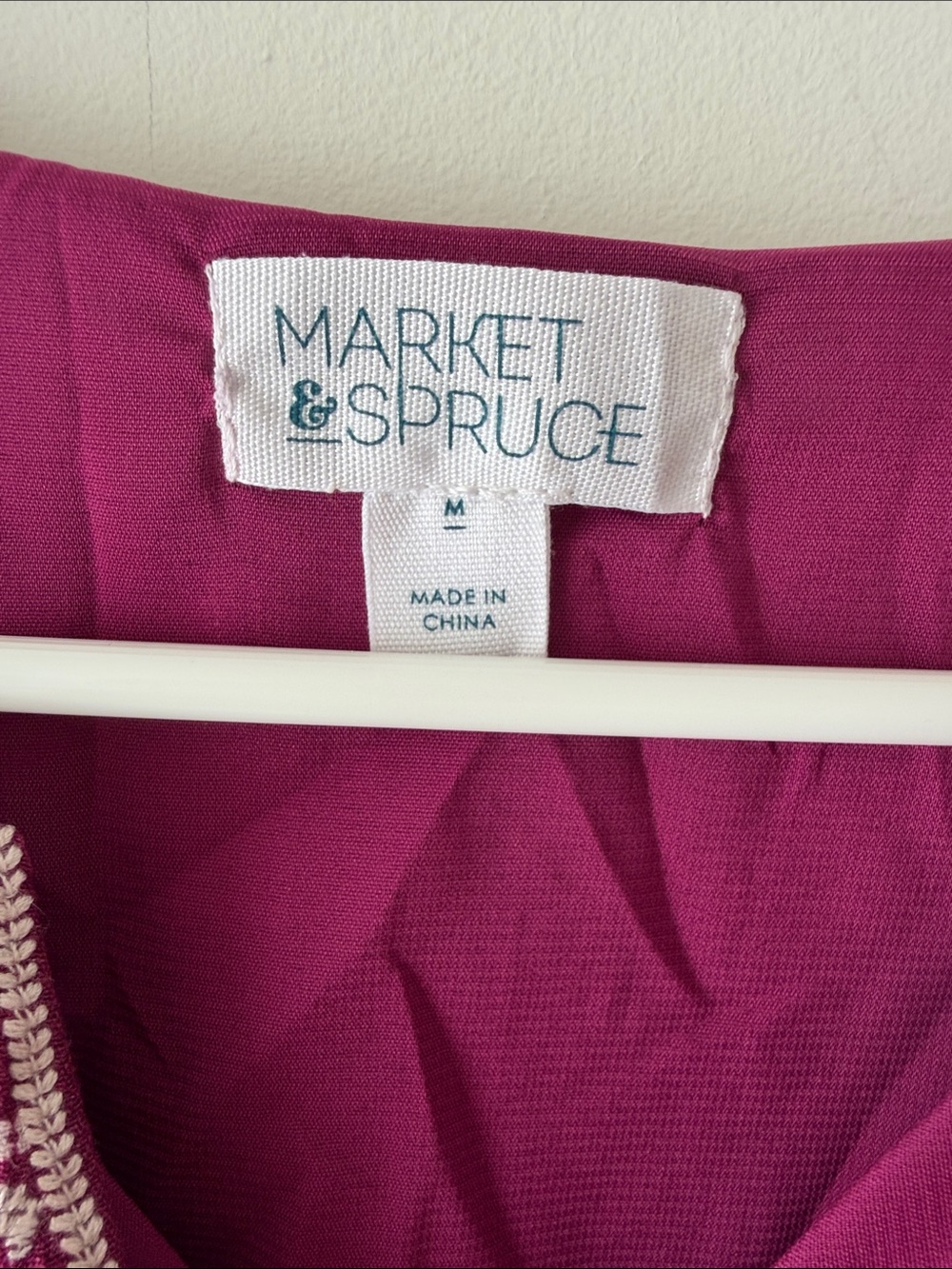 Market & Spruce Burgundy Midi Dress with Cream Embroidery - Picture 2 of 4